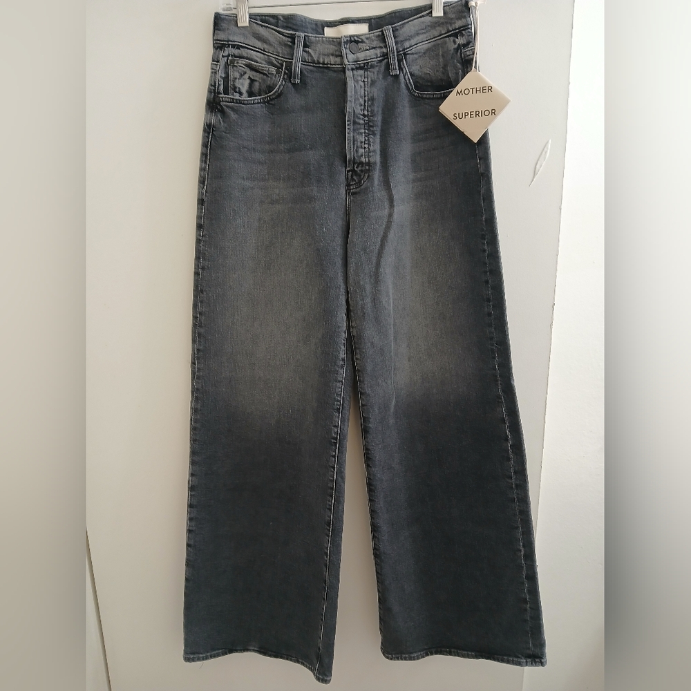 Mother Superior The Ditcher Roller Sneak Jeans Gray Size 28